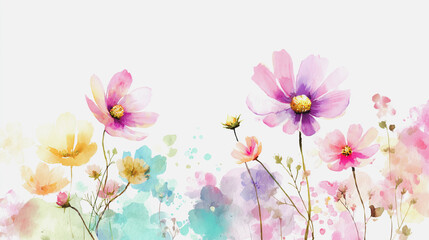 Elegant wedding invitation card background vector. Minimal hand painted watercolor botanical flowers texture template background. Design for wedding, vip cover, poster, rsvp moderncard.Valentine's Day