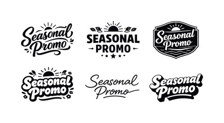 Fototapeta premium Seasonal Lettering Variations. Seasonal Promo. Set lettering. harmonious lettering variations of the same emblematic concept, each with different artistic
