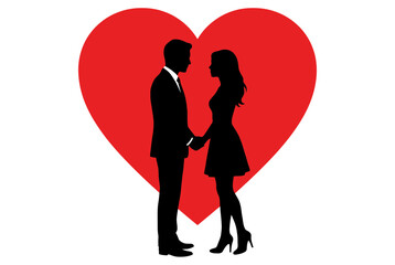 Couple in love within a heart isolated on white background, Vector, illustration