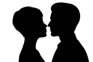 Silhouette of a couple kissing isolated on white background, Vector, illustration