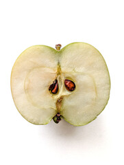 Fresh Green Apple Half White Background