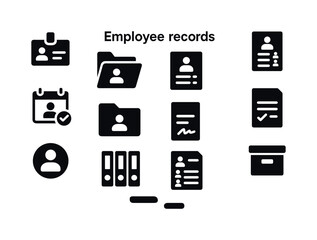 Employee Records Icons. employee records. Solid icon set of empl