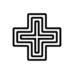 Obraz premium Black Cross Medical Symbol on White Background