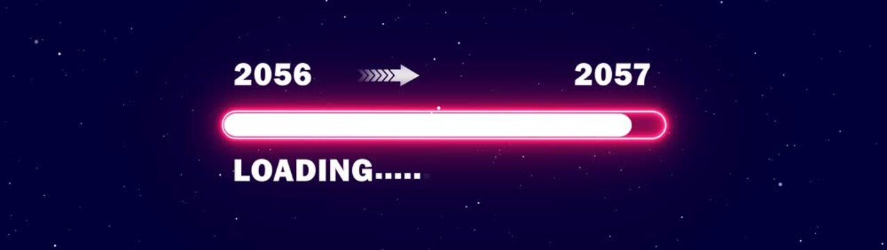 Futuristic 2057 New Year Progress Indicator Animation from 2056 with Neon  red Digital Loading Bar and HUD Element Background for Cyber Technology Projects