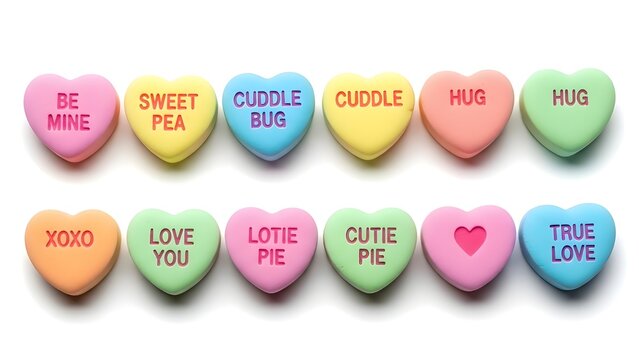 Valentine s day candy hearts with sweet messages and colorful designs