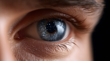 The Cosmic Gaze: Capturing the captivating essence of a human eye. The iris seems to hold a universe, reflecting the limitless potential and wonders of the cosmos.