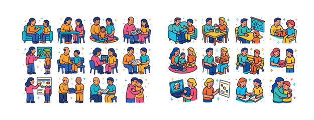 Obraz premium Diverse families engaging in educational and leisure activities together