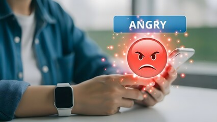 A person experiencing anger emotion on a digital device
