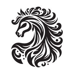 Fototapeta premium Majestic Horse Silhouette Vector | Powerful Black & White Graphic