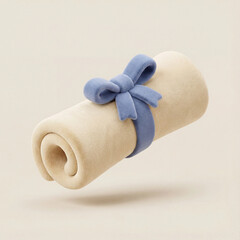 rolled diploma with ribbon on background