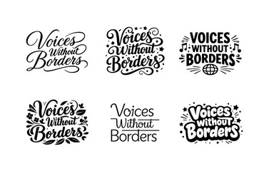 Fototapeta premium Voices Typography Grid. Voices Without Borders. Set lettering. harmonious lettering variations of the same emblematic concept, each with different artistic
