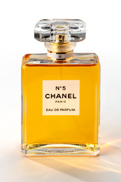 Italy - January 3, 2026: Chanel No. 5 eau de parfum in a 100 ml spray glass bottle of perfume