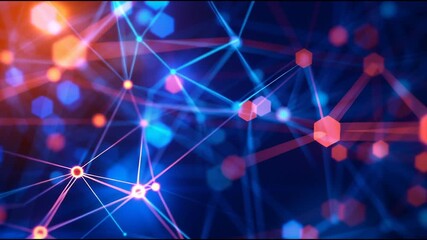 Global network on Earth concept Abstract business connection of lines from nodes It is connected to endless nodes and represents the innovation of communication in the networking - Powered by Adobe