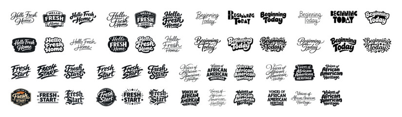 Fototapeta premium Motivational typography set with inspirational phrases: fresh start and beginning today