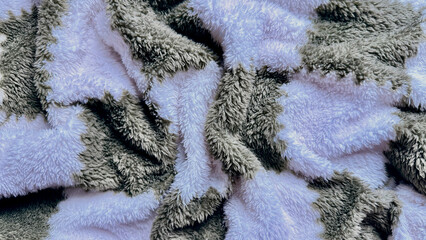 plush lavender gray fluffy fleece waves ripple softly in closeup for cozy wallpaper or textile banner © Arthur