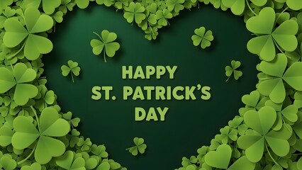 Happy st patrick's day heart shaped clover graphic