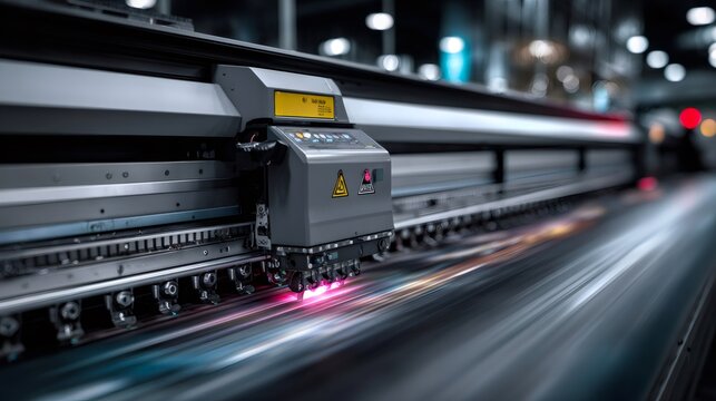 Printing head operating large format industrial plotter machine