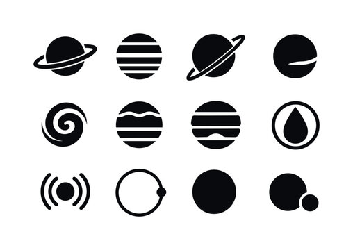 Gas Giants Icons. Gas giants. Solid icon set of Gas giants: satu