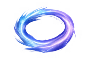 Cosmic energy ring forming an abstract vortex swirling light effect on transparent background