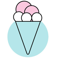 Ice Cream Cones with Pink Scoops on Turquoise Background
