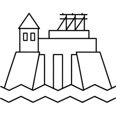 Hydro Dam Generating Clean Renewable Energy on White