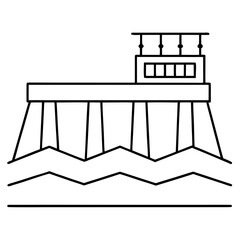 Hydro Dam Generating Clean Renewable Energy on White