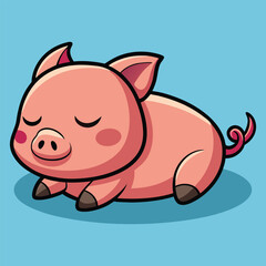 Cute Pig Cartoon Farm Animal Vector