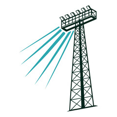 Isometric view of modern soccer field with goals and stadium lights – football pitch illustration. © Graphiseen