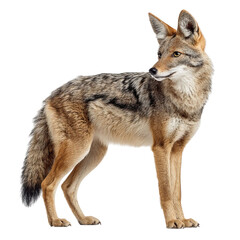 Fototapeta premium PNG of A striking side profile of a coyote showcasing its sleek fur and keen gaze.