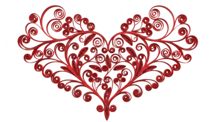 Intricate heart design isolated on transparent background