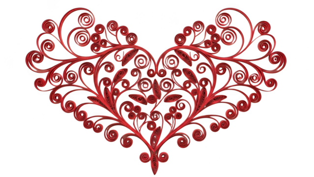 Intricate heart design isolated on transparent background - Powered by Adobe