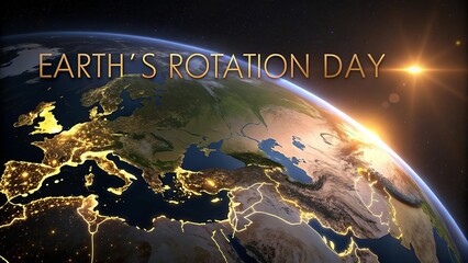 Earth Rotation Day Futuristic Concept Showing Planetary Motion.