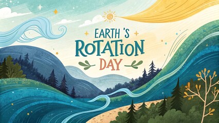 Earth Rotation Day Painterly Digital Illustration With Artistic Motion.