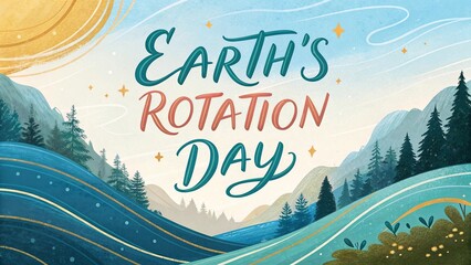 Earth Rotation Day Painterly Digital Illustration Of Spinning Planet.