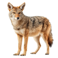 Fototapeta premium PNG of A striking coyote standing gracefully, showcasing its fur and intelligent gaze.