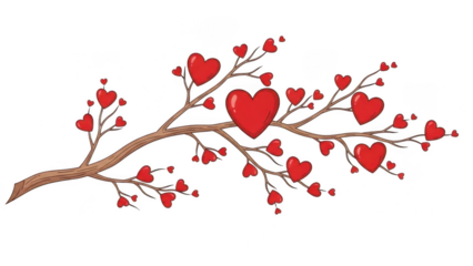 Heart-shaped branch illustration isolated on transparent background