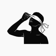 Person adjusting headband