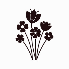 Silhouette of a bouquet of flowers