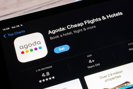 Apple app store with Agoda Cheap Flights and Hotels travel mobile application