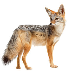 Obraz premium PNG of A standing fennec fox with large ears and a bushy tail in a graceful pose.
