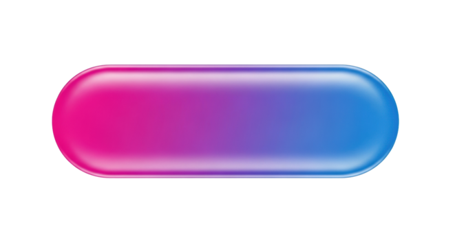 A sleek, horizontal, rounded rectangle with a smooth gradient from vibrant magenta pink to cool blue purple, isolated on a transparent background with ample copy space, clean studio lighting. - Powered by Adobe