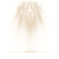 Warm golden spotlight beams on stage with glowing floor light effect for product presentation and show background