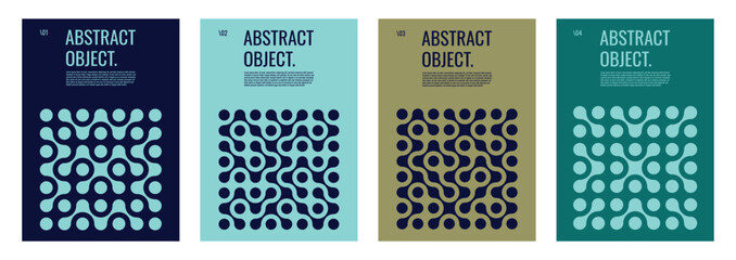 A set of modern abstract vector designs featuring abstract patterns. Modern geometric metaballs. Connected liquid drops &ndash; a creative pattern.