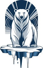 Majestic polar bear sitting on melting iceberg in Arctic landscape