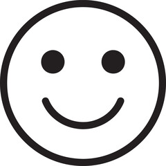 Fototapeta premium Black and white smiley face with a simple circular outline and two dots for eyes also transparent background