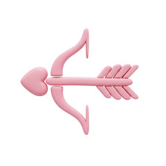 3D Pink Cupid Bow and Arrow on Black BackgroundTitle: 3D Pink Cupid Bow and Arrow with Heart on isolated on a transparent background
