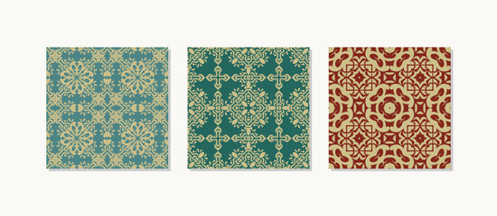 Modern geometric square tile set combining blue and brown tones with clean abstract shapes