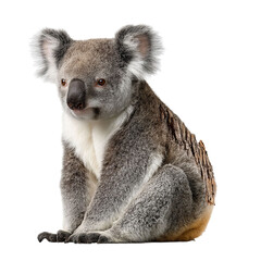 Fototapeta premium PNG of Adorable koala sitting gracefully, showcasing its soft gray fur and large ears.