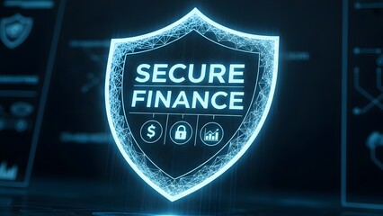 Holographic secure finance shield with lock and dollar sign hologram