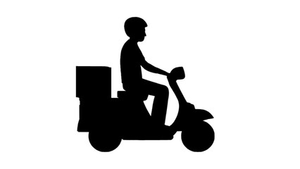 Fototapeta premium Vector silhouette of a man riding a scooter